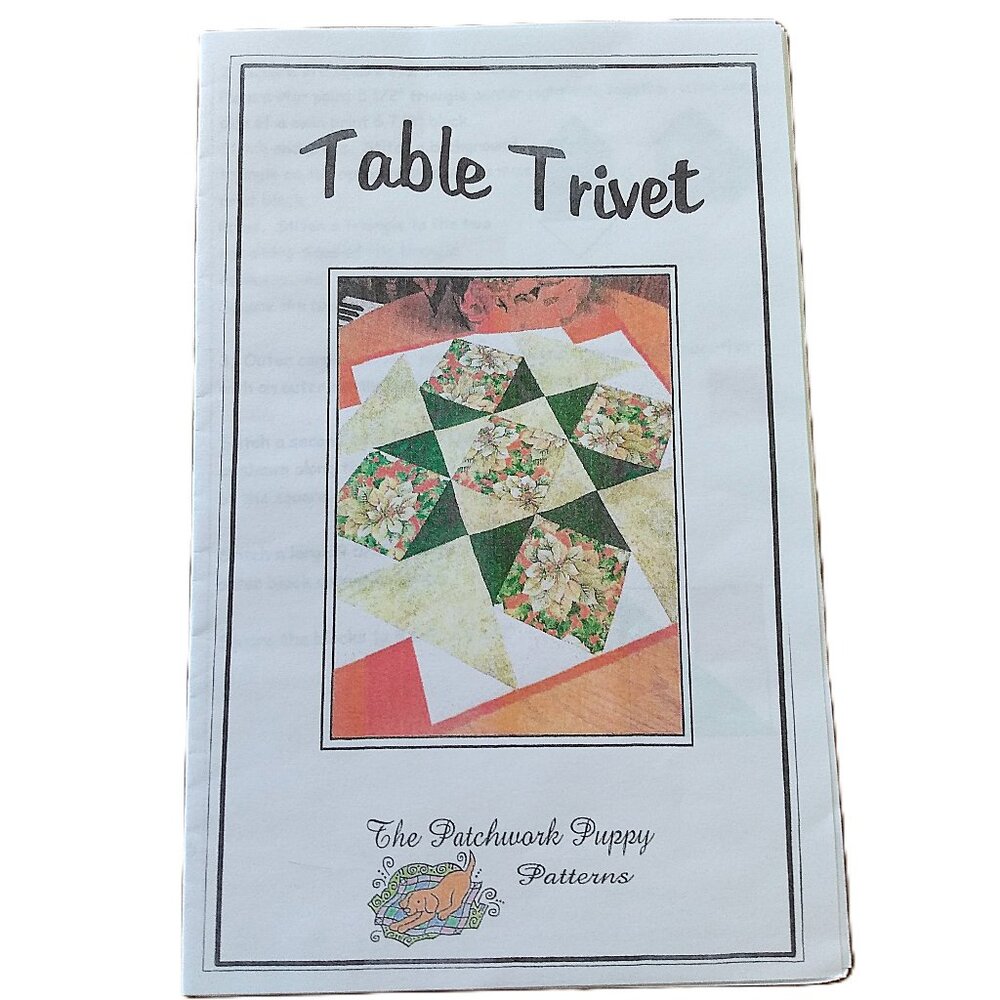 Quilted Table Trivet Sewing Pattern Pieced Quilting 27"x27" Square Topper